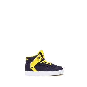 Supra Kids TODDLER VAIDER High Top Shoes Navy/Yellow/white | US-81656